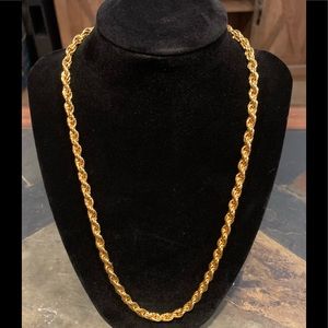 21” Twisted Rope Link Necklace Gold Tone